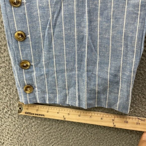 Land n Sea Linen Blend Pants Womens Medium Capri Blue Coastal Boho Chic Academia - Picture 4 of 11
